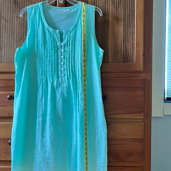 Seafoam Green Vineyard Vines Classic Linen Shift Dress, L - Picture 4 of 7